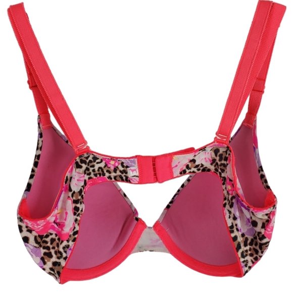 PINK Victoria's Secret Bra Wear Everywhere Push-up Pigeonnant Plunge Floral 32C - Picture 5 of 14